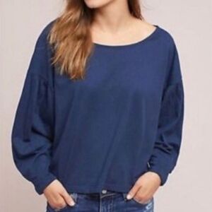 t. la Shae Balloon Sleeve Top Sz S Blue Anthropologie